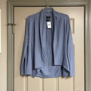 Women's Size Medium Light Denim cascading open front Cardigan